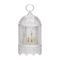 Roman 11.5h Lighted Swirl Bird Cage With Church Christmas Tabletop Decor