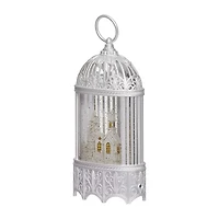 Roman 11.5h Lighted Swirl Bird Cage With Church Christmas Tabletop Decor