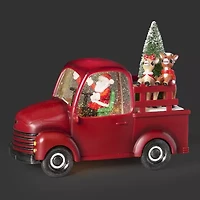 Roman 10"W Lighted Swirl Rudolph Red Truck Christmas Tabletop Decor