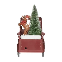 Roman 10"W Lighted Swirl Rudolph Red Truck Christmas Tabletop Decor