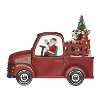 Roman 10"W Lighted Swirl Rudolph Red Truck Christmas Tabletop Decor