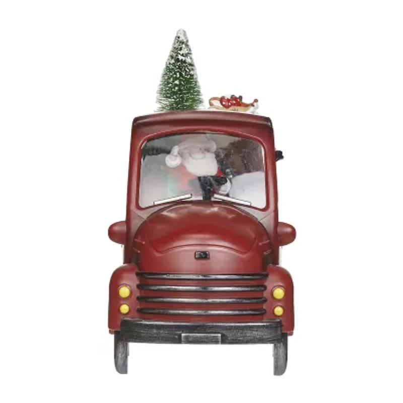 Roman 10"W Lighted Swirl Rudolph Red Truck Christmas Tabletop Decor