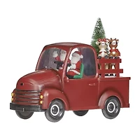 Roman 10"W Lighted Swirl Rudolph Red Truck Christmas Tabletop Decor