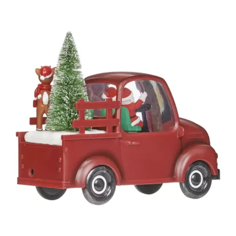 Roman 10"W Lighted Swirl Rudolph Red Truck Christmas Tabletop Decor