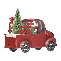 Roman 10"W Lighted Swirl Rudolph Red Truck Christmas Tabletop Decor