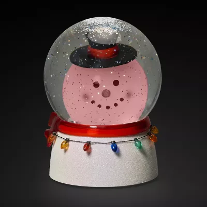 Roman 7h Lghtd Swirl Snowman Bobble Head Christmas Tabletop Decor