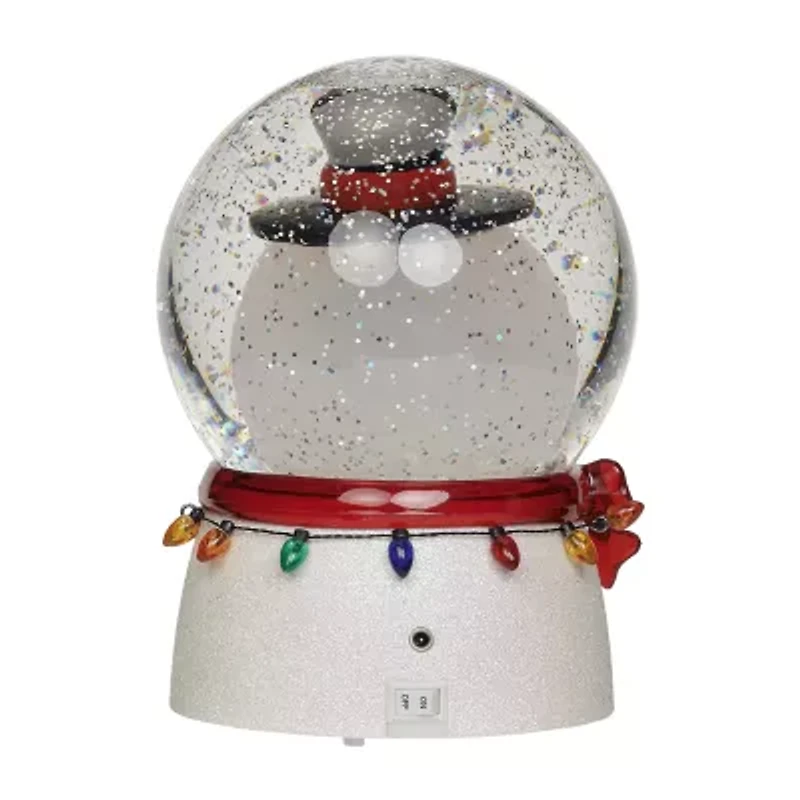 Roman 7h Lghtd Swirl Snowman Bobble Head Christmas Tabletop Decor