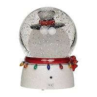 Roman 7h Lghtd Swirl Snowman Bobble Head Christmas Tabletop Decor