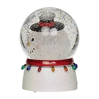 Roman 7h Lghtd Swirl Snowman Bobble Head Christmas Tabletop Decor