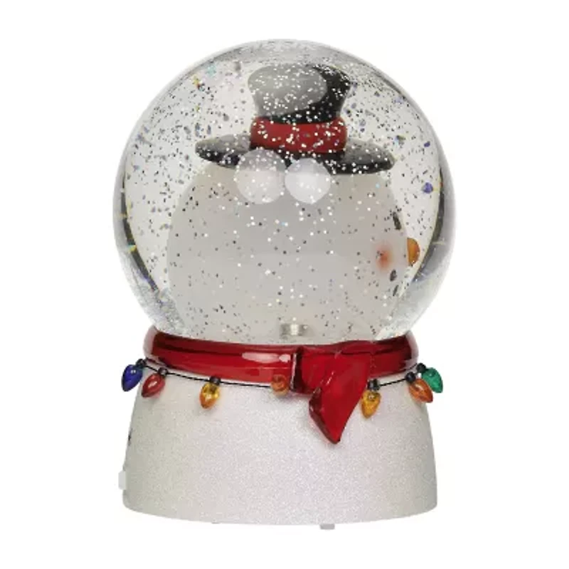 Roman 7h Lghtd Swirl Snowman Bobble Head Christmas Tabletop Decor