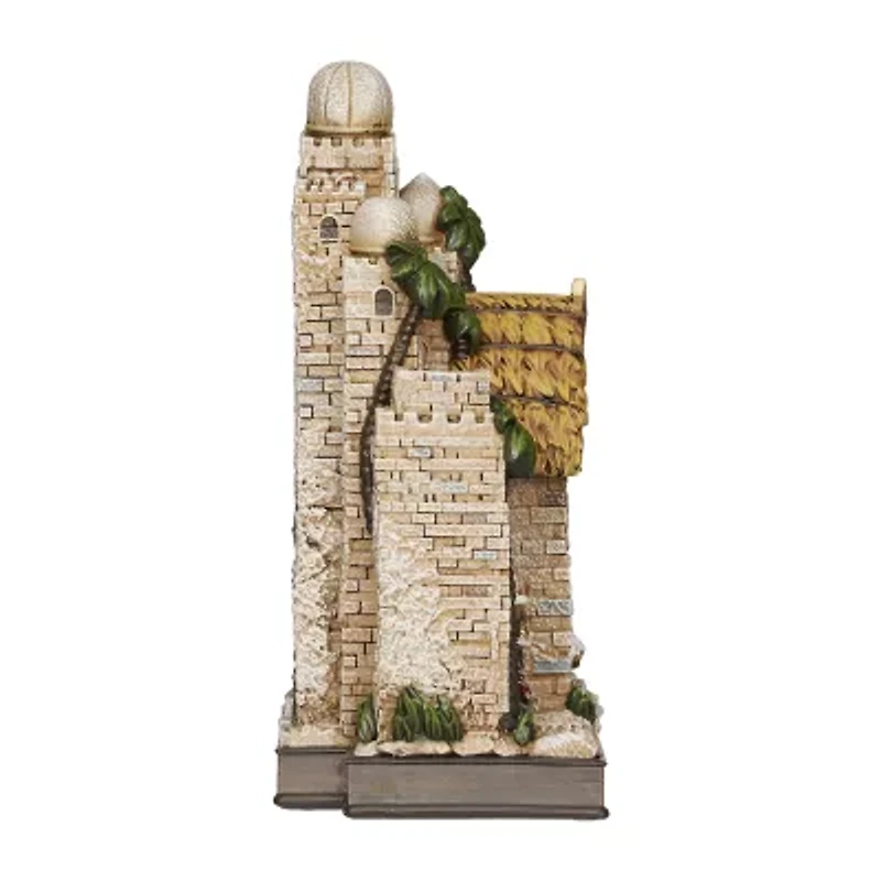 Roman 11"H Lighted Nativity In Town Christmas Tabletop Decor