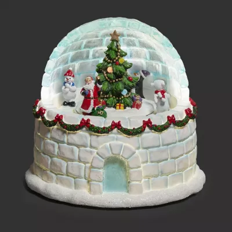 Roman 7"H Lighted Musical Igloo Rotating Characters Christmas Tabletop Decor