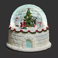 Roman 7"H Lighted Musical Igloo Rotating Characters Christmas Tabletop Decor