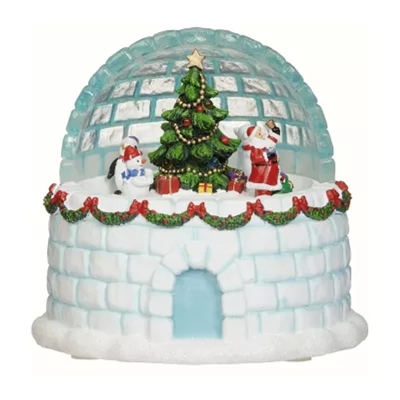 Roman 7"H Lighted Musical Igloo Rotating Characters Christmas Tabletop Decor
