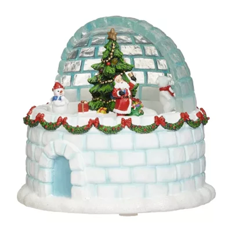 Roman 7"H Lighted Musical Igloo Rotating Characters Christmas Tabletop Decor