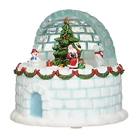 Roman 7"H Lighted Musical Igloo Rotating Characters Christmas Tabletop Decor