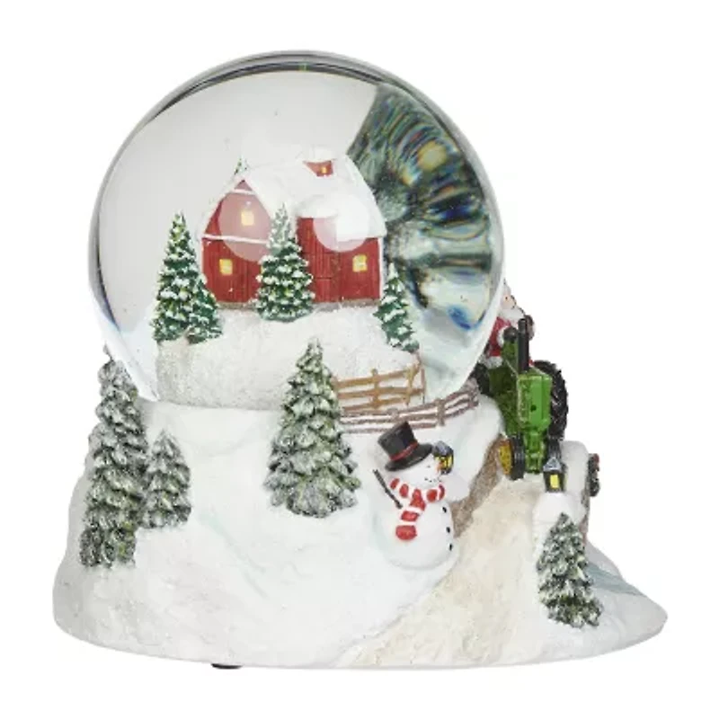 Roman 6"H Musical Dome With Tractor And Barn Christmas Tabletop Decor