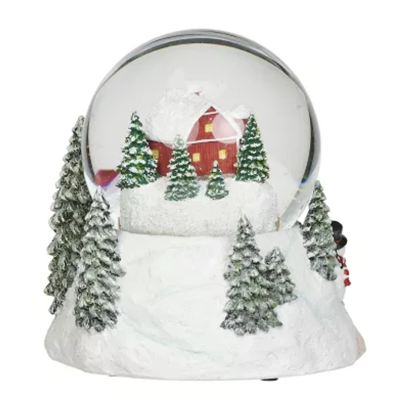 Roman 6"H Musical Dome With Tractor And Barn Christmas Tabletop Decor
