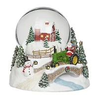 Roman 6"H Musical Dome With Tractor And Barn Christmas Tabletop Decor