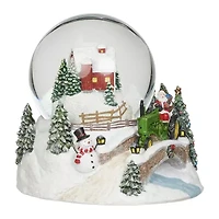 Roman 6"H Musical Dome With Tractor And Barn Christmas Tabletop Decor