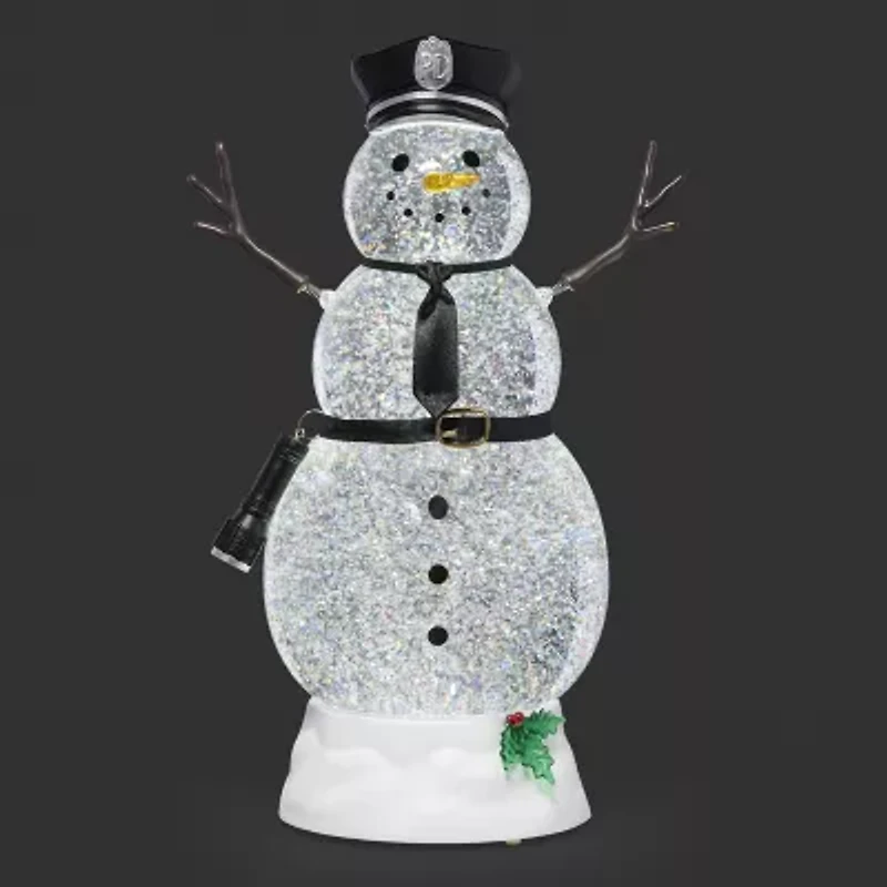 Roman 11h Lighted Swirl Snowman Police Christmas Tabletop Decor