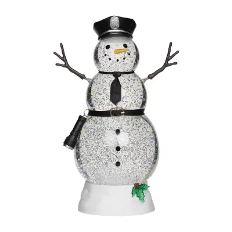 Roman 11h Lighted Swirl Snowman Police Christmas Tabletop Decor