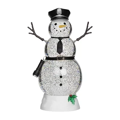 Roman 11h Lighted Swirl Snowman Police Christmas Tabletop Decor