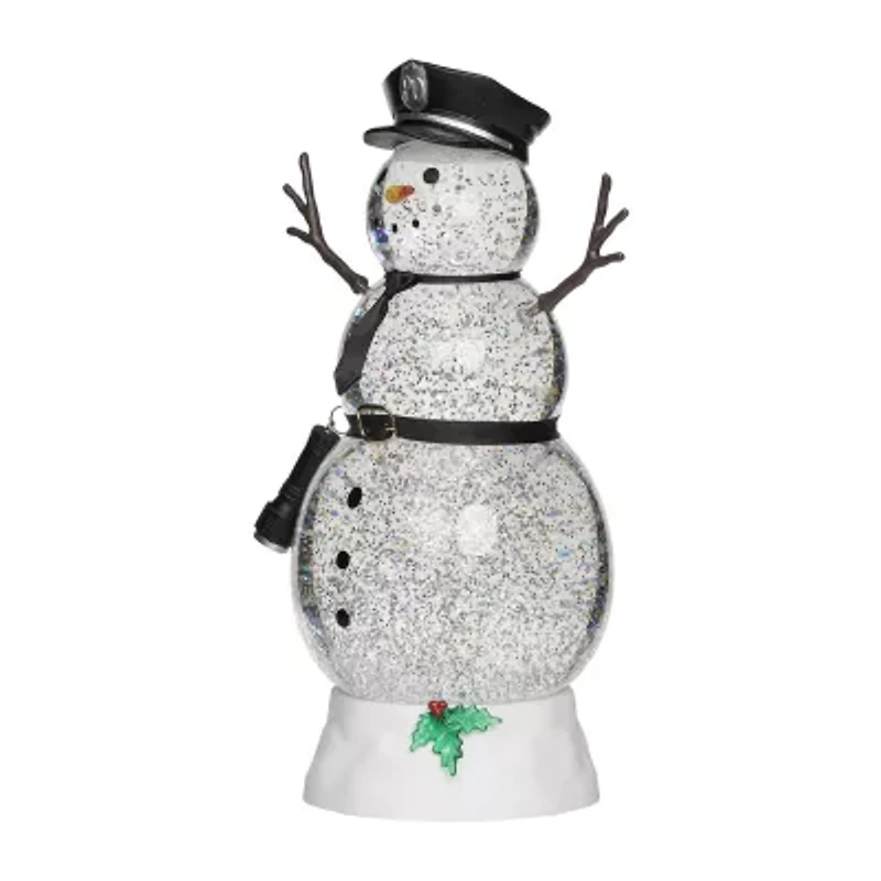 Roman 11h Lighted Swirl Snowman Police Christmas Tabletop Decor