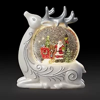 Roman 8h Lighted Swirl Deer With Santa Christmas Tabletop Decor