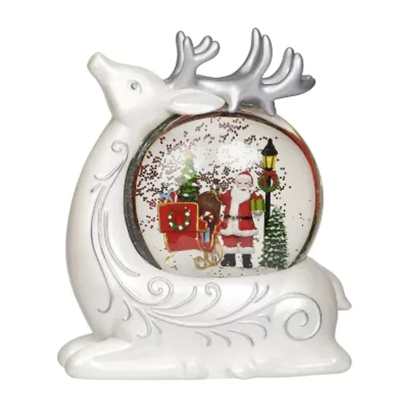 Roman 8h Lighted Swirl Deer With Santa Christmas Tabletop Decor