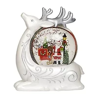 Roman 8h Lighted Swirl Deer With Santa Christmas Tabletop Decor