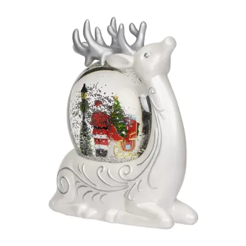 Roman 8h Lighted Swirl Deer With Santa Christmas Tabletop Decor