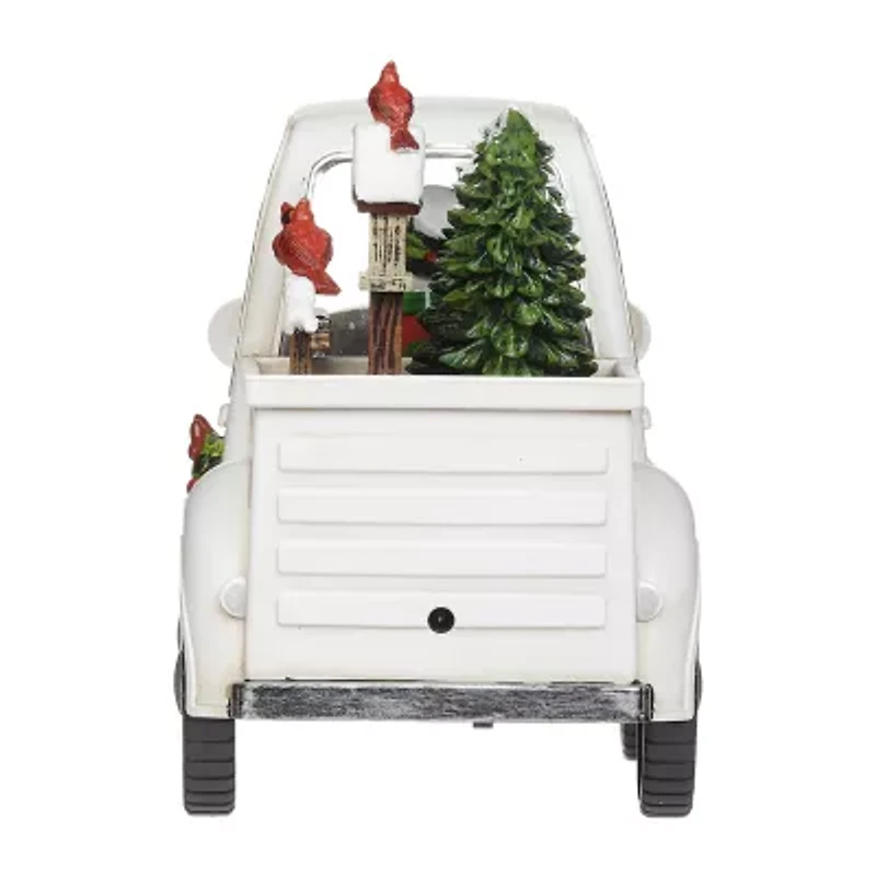 Roman 5h Lighted Swirl White Truck With Snowman Christmas Tabletop Decor