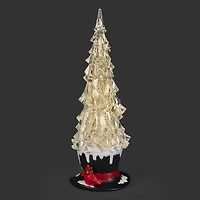 Roman 13"H Lighted Swirl Top Hat With Cardinal Christmas Tabletop Decor