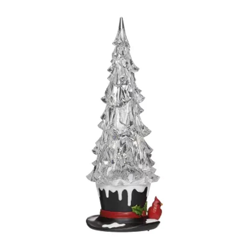 Roman 13h Lighted Swirl Top Hat With Cardinal Christmas Tabletop Decor