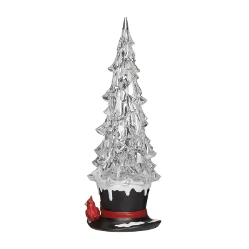 Roman 13h Lighted Swirl Top Hat With Cardinal Christmas Tabletop Decor