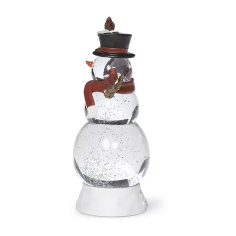 Roman 12"H Lighted Swirl Snowman With Cardinals Christmas Tabletop Decor