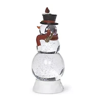 Roman 12"H Lighted Swirl Snowman With Cardinals Christmas Tabletop Decor