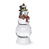 Roman 12"H Lighted Swirl Snowman With Cardinals Christmas Tabletop Decor