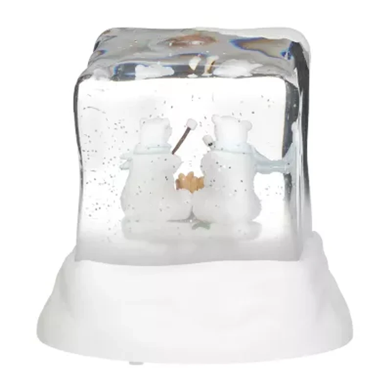 Roman 5"H Lighted Swirl Polar Bears Christmas Tabletop Decor