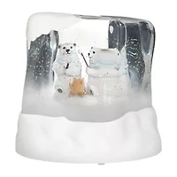 Roman 5"H Lighted Swirl Polar Bears Christmas Tabletop Decor