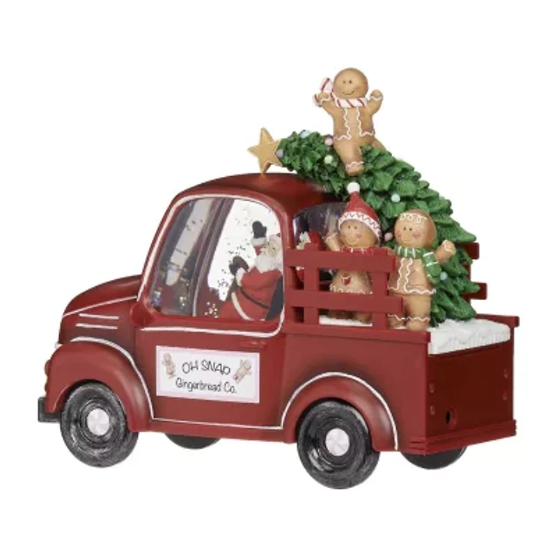 Roman 8h Lighted Swirl Gingerbread Truck Christmas Tabletop Decor