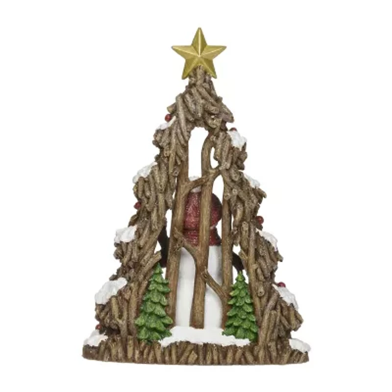 Roman 11"H Lighted Snowman With Fox Cutout Christmas Tabletop Decor