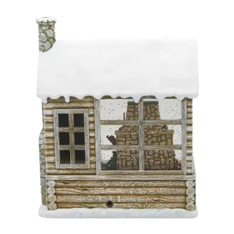 Roman 9h Lighted Swirl Log Cabin Sleeping Santa Christmas Tabletop Decor