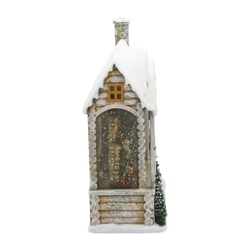 Roman 9h Lighted Swirl Log Cabin Sleeping Santa Christmas Tabletop Decor