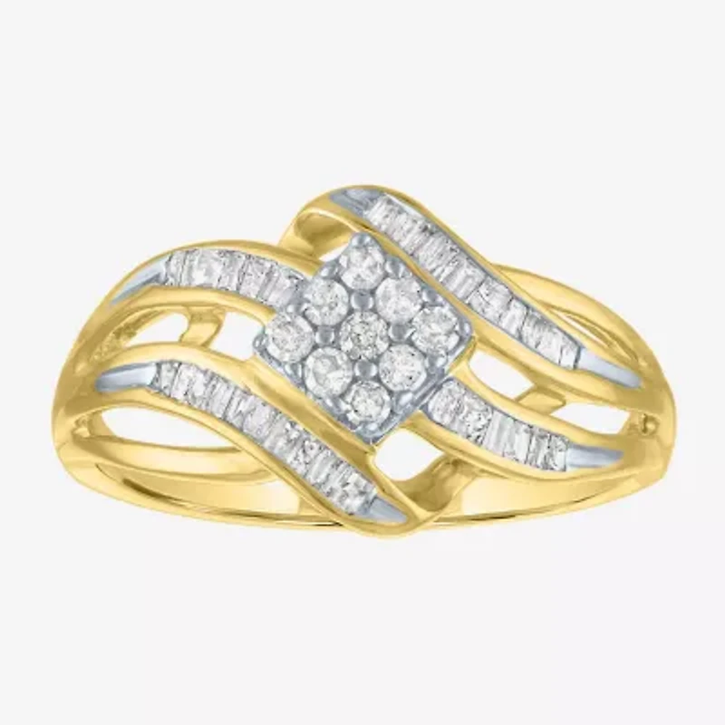 1/3 CT.T.W. Natural Diamond 10K Gold Swirl Cocktail Ring