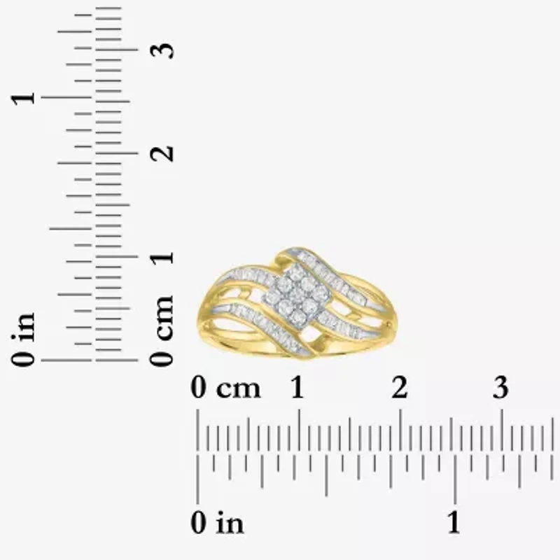 1/3 CT.T.W. Natural Diamond 10K Gold Swirl Cocktail Ring