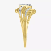 1/3 CT.T.W. Natural Diamond 10K Gold Swirl Cocktail Ring