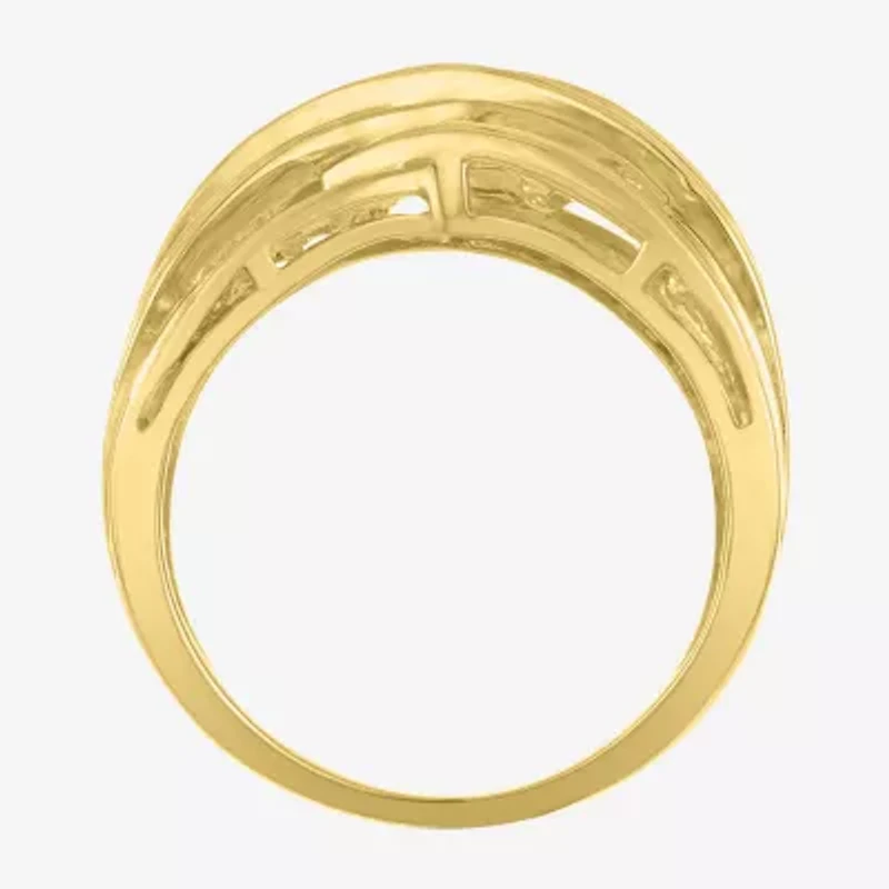 Womens 1 CT. T.W. Natural White Diamond 10K Gold Crossover Cocktail Ring