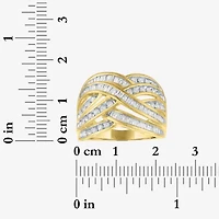 Womens 1 CT. T.W. Natural White Diamond 10K Gold Crossover Cocktail Ring